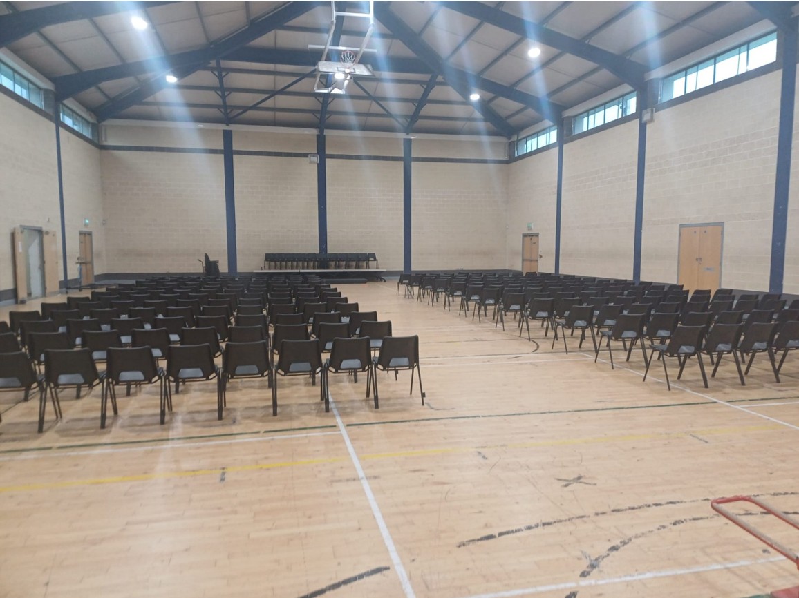 Sports hall set up for an event
